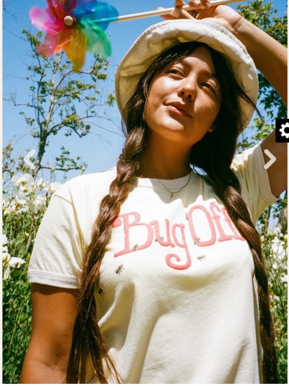 Daydreamer bug off vintage ringer tee yellow fizz short sleeve top Sz large NEW